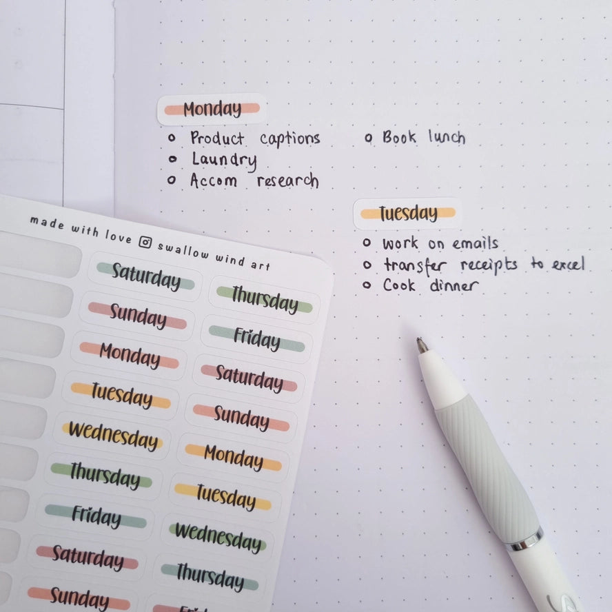 Sticker Sheet - Days of the Week