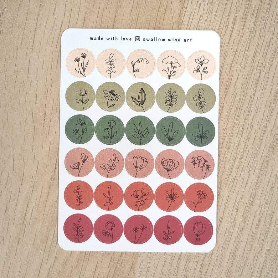 Sticker Sheet - Mini Round Dot - Autumn