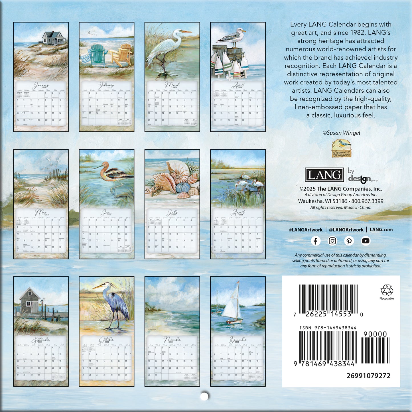 Coastal Shores - LANG 2026 Mini Wall Calendar