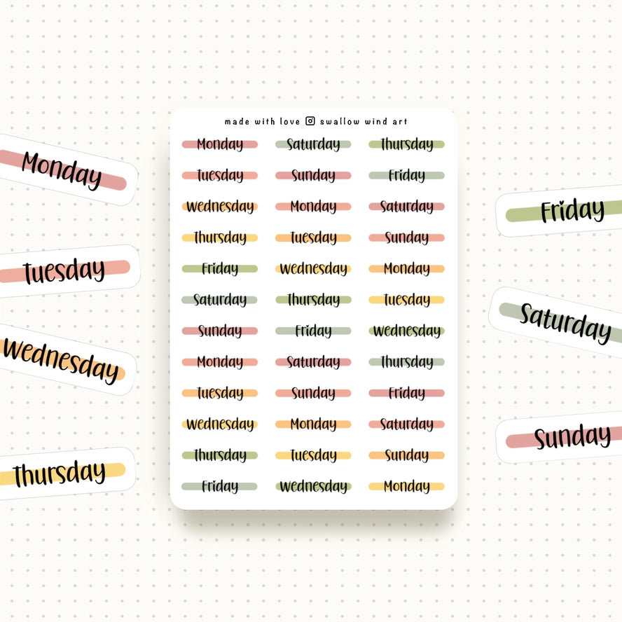 Sticker Sheet - Days of the Week