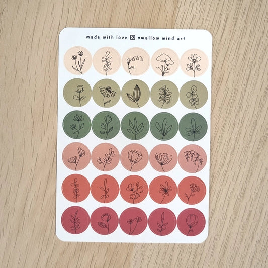 Sticker Sheet - Mini Round Dot - Autumn