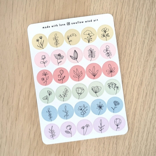 Sticker Sheet - Mini Round Dot - Spring