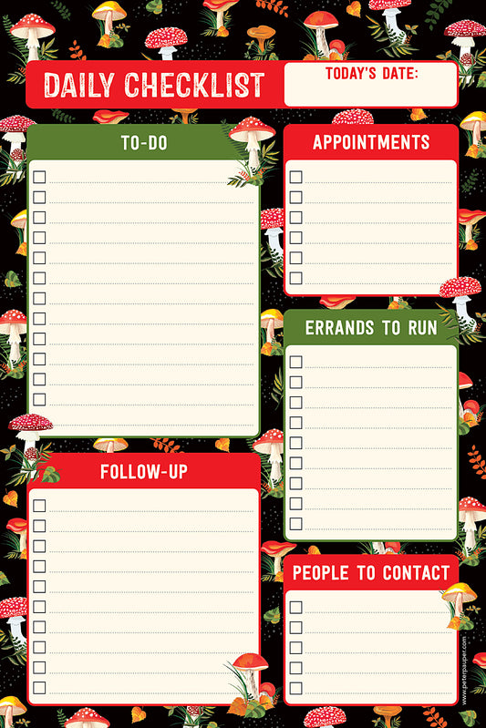 Daily Checklist Note Pad (Mushrooms)