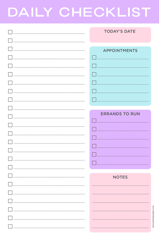Daily Checklist Note Pad (Pastel)