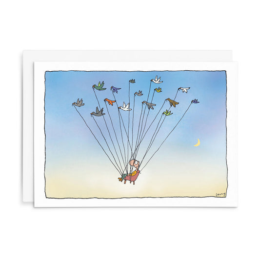 Leunig Greeting Card -  Birdmobile