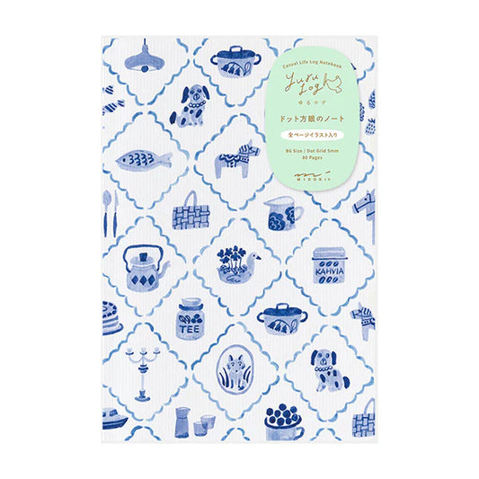 Midori Yuru Log Dot Grid Notebook - Blue Nordic