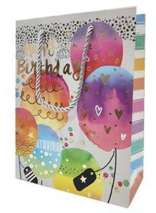 Happy Birthday Gift Bag Silver Balloons Foiled Confetti