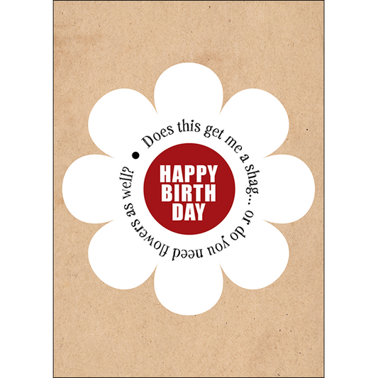 Defamations Birthday Card - Does this get me a shag