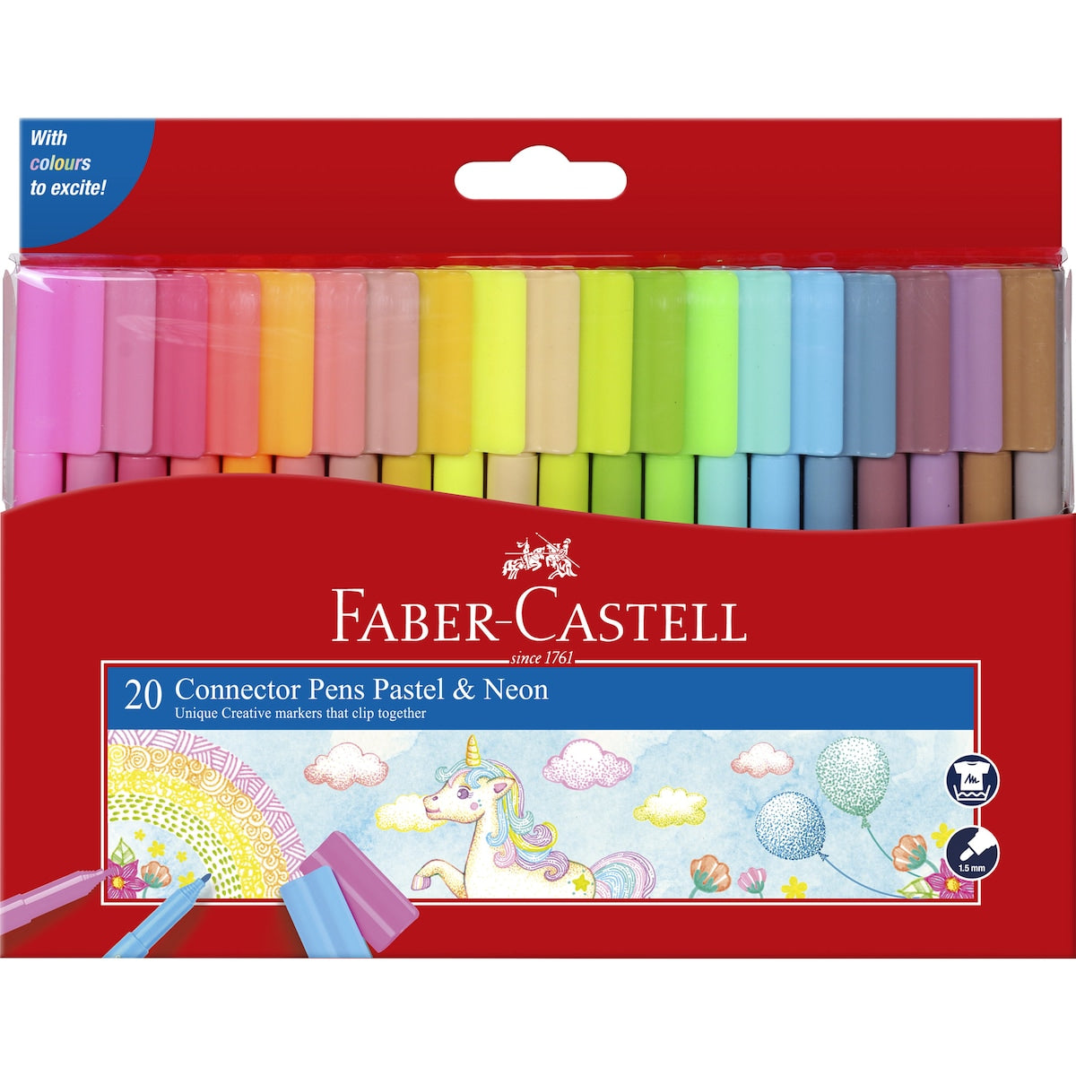 Faber-Castell 20 Connector Pens - Pastel and Neon